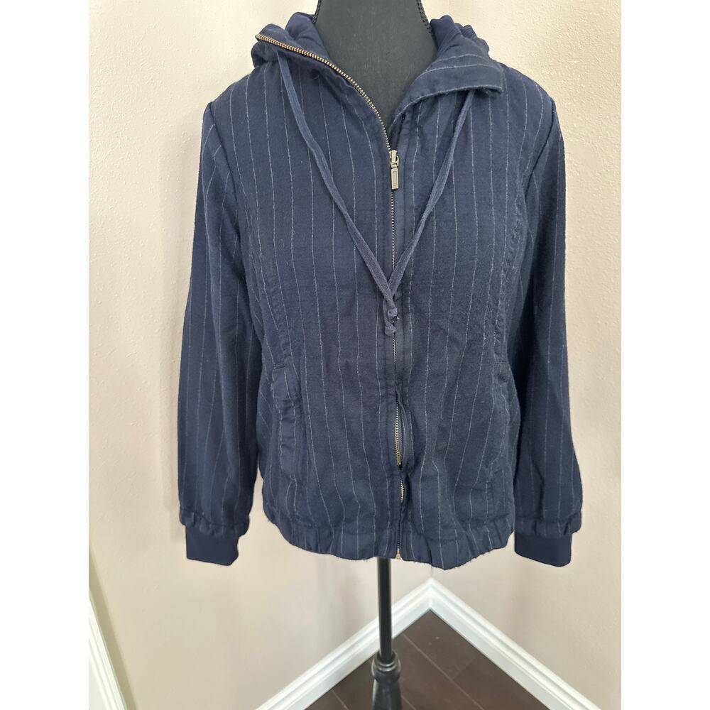 BetaBrand Wool Blue Pinstripe Zip Up Blazer/Jacket Size L